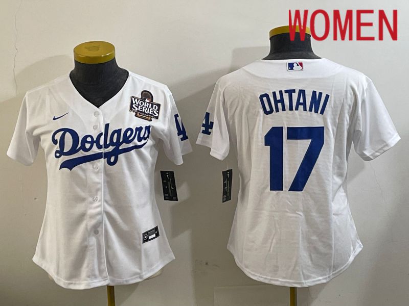 Women Los Angeles Dodgers 17 Ohtani White Game 2024 Nike MLB Jersey style 11201